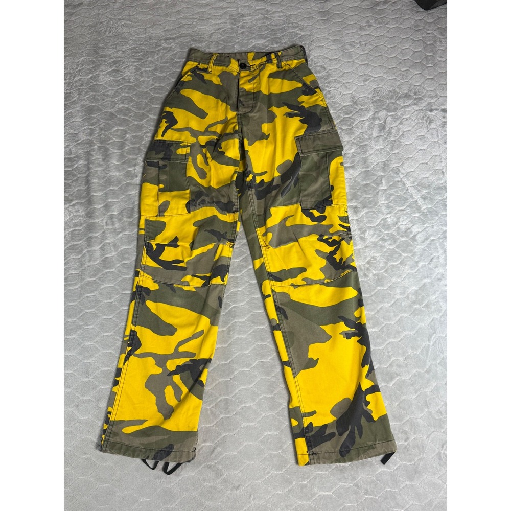 Rothco BDU Yellow Camo Cargo Pants Mens XS Y2K Streetwear Military Paratrooper